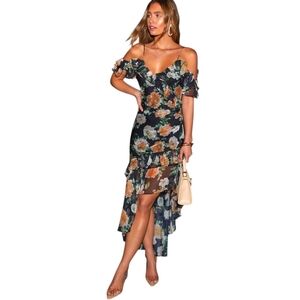 {Vici} Chelsea Off The Shoulder Ruffle Maxi Dress - Floral Print - Size Medium